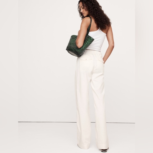 NWT Banana Republic The Everyday Wide Leg Linen Cream White Pant Sz M (#713516) - Picture 2 of 7